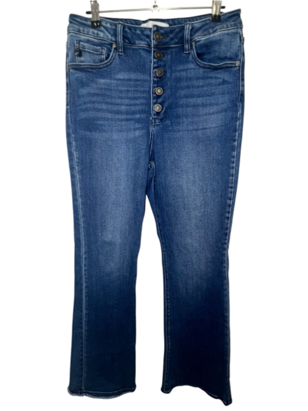 KanCan Medium Wash High Rise Button Fly Flare Denim Jeans